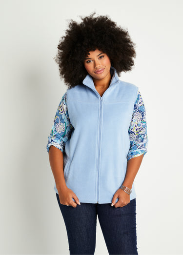 Blouson zippé sans manches polaire Bleu Ciel