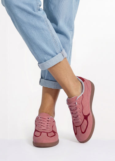 Sneakers simili cuir lisse et suédé Rose