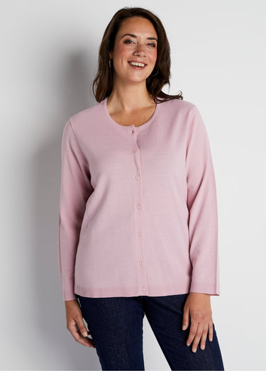 Gilet cardigan boutonné court uni Rose