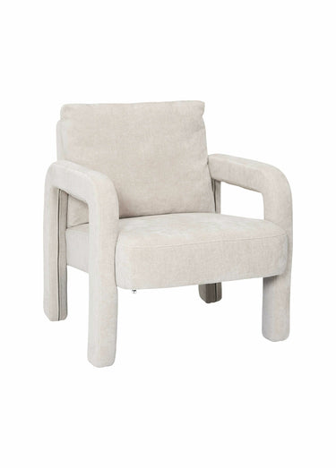 Fauteuil bas en tissu maille chenille Blanc