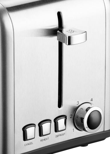 Grille pain inox 2 fentes extra larges Noir/Gris