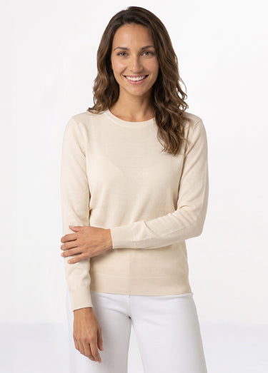 Pull laine mérinos manches longues Naturel