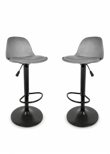 Set 2 Tabourets de bar en simili, 1G Gris