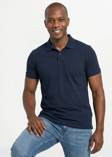 Polo homme manches courtes maille piquée Marine