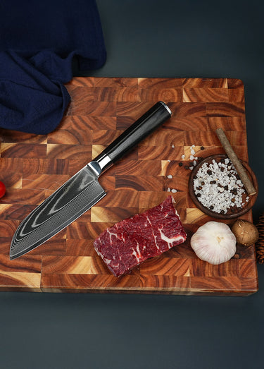 Couteau Santoku lame damas + étui, Core Noir