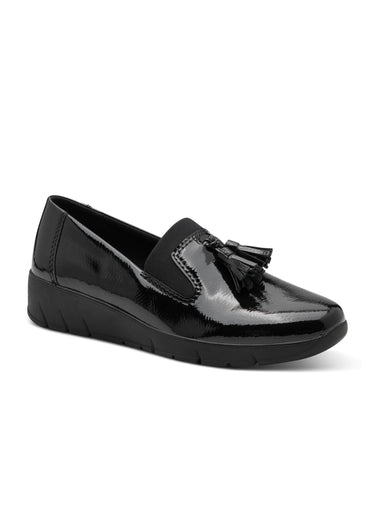 Mocassins vernis compensés à glands Noir