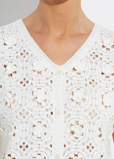 Gilet sans manches effet crochet Ivoire