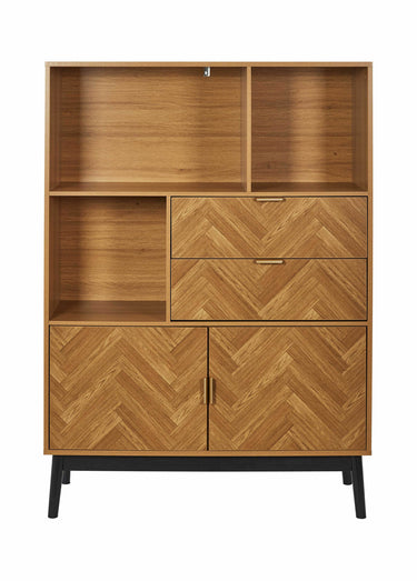 Bibiliothèque en bois façon chevrons Marron/Noir