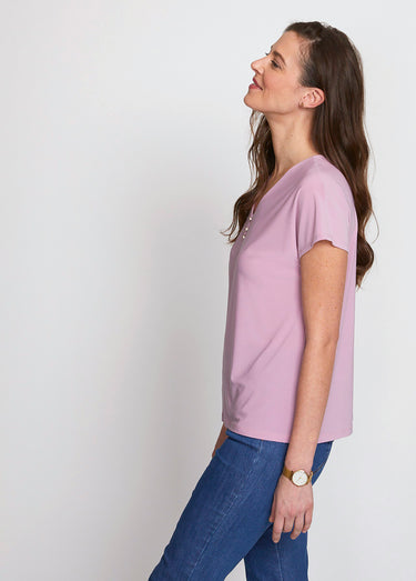 Tee-shirt col V boutonné manches kimono Parme