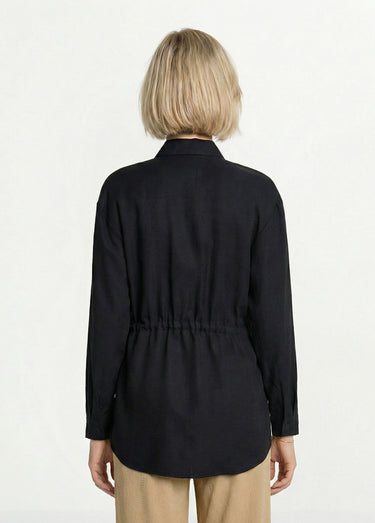 Surchemise boutonnée ceinturée Noir