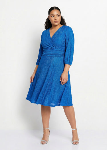 Robe courte pailletée cache-coeur Bleu