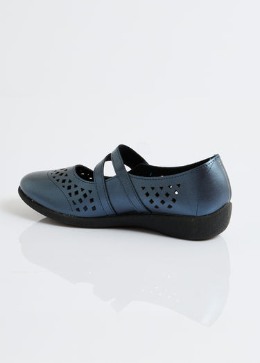 Ballerines babies cuir largeur confort Marine irisé