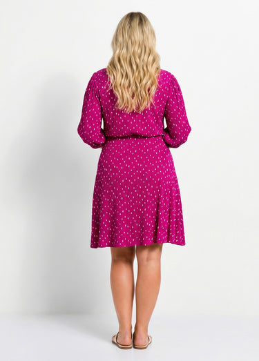 Robe courte cache-coeur imprimé pois Violet/ Blanc