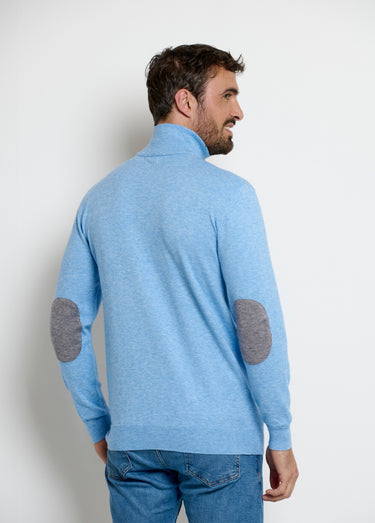 Pull col camionneur détails contrastants Bleu Chine