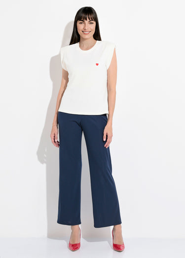 T-shirt maille fantaisie broderie cœur Blanc