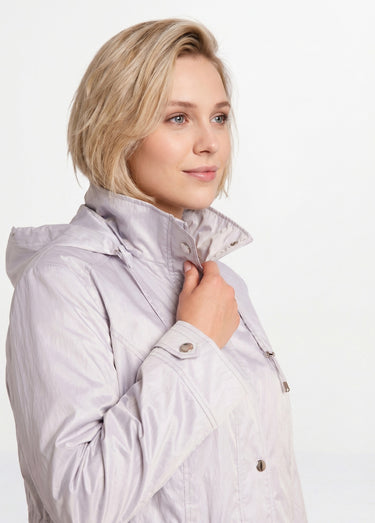 Parka zippée pressionnée, effet satiné Gris Argent