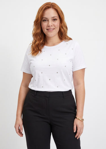 T-shirt strass manches courtes Blanc