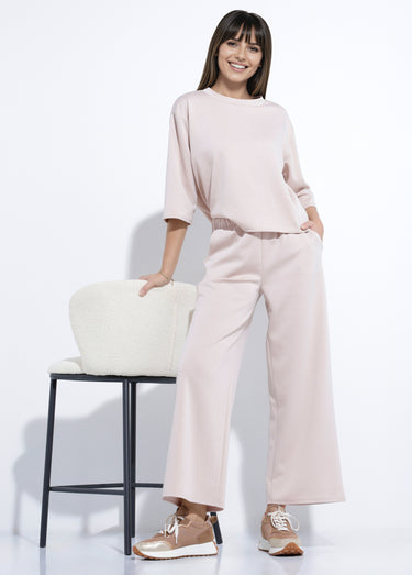 Pantalon coupe confort maille souple Beige