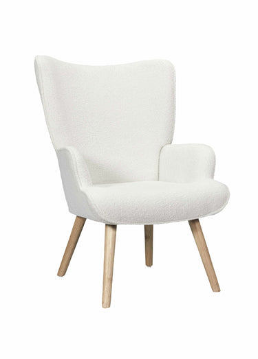 Fauteuil large maille bouclette clair Blanc