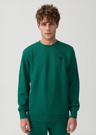 Sweat molletonné col rond manches longues Vert Sapin