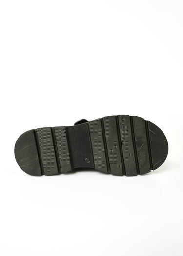 Sandales compensées effet daim à boucles Noir