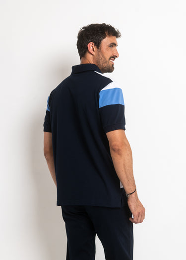 Polo manches courtes rayures contrastées Raye Bleu