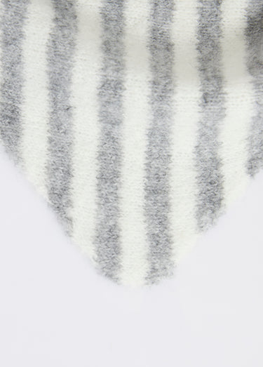 Echarpe triangle rayée, avec laine Gris