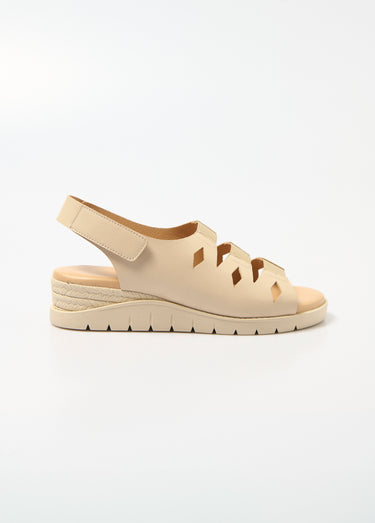 Sandales élastiquées ouvertes grande largeur Beige