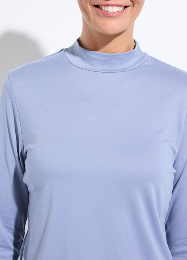 T-shirt doux col montant manches longues Indigo