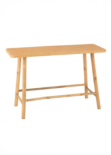 Console en bois, plateau fibres tressées Naturel