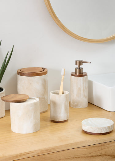 Distributeur savon liquide, effet pierre Beige
