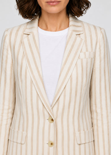Veste col tailleur, rayures  métallisées Beige/Ecru