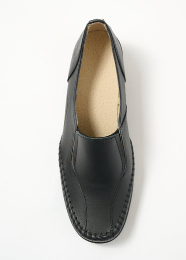 Mocassins compensés cuir grande largeur Noir