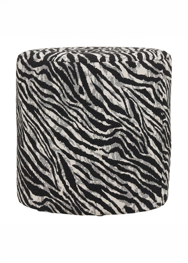 Pouf jacquard imprimé zèbre KIMBERLEY Noir / Blanc