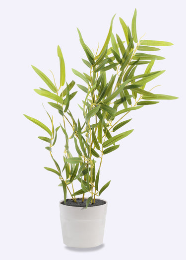 Plante artificielle Bambou + pot effet béton Blanc