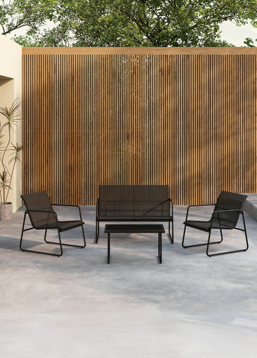 Set foncé Canapé + 2 Fauteuils + Table Noir