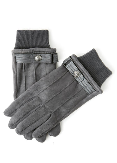 Gants en suédine patte poignet Gris