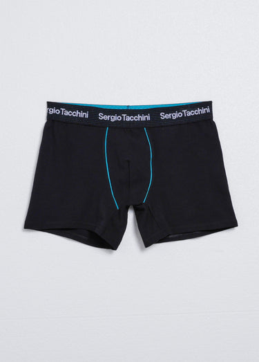 Boxer uni monochrome coutures contrastées Noir