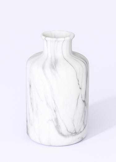 Vase col étroit en dolomite effet marbre Blanc