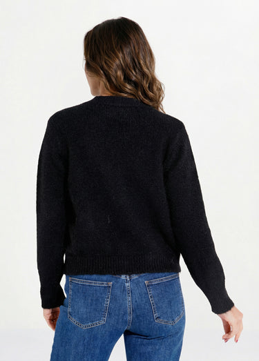 Gilet en maille col rond fantaisie Noir