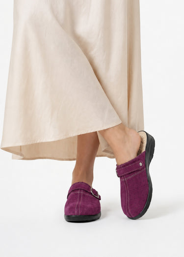 Chaussons mule sabot largeur confort Prune