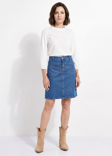 Jupe droite courte en jean 4 poches Bleu Stone