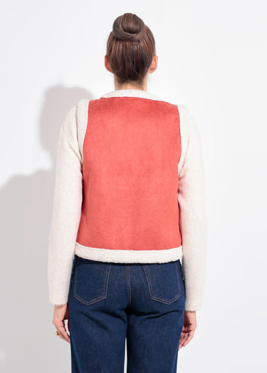 Gilet sans manches style mouton retourné Brique
