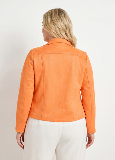 Veste de motard zippée en suédine Orange Vif