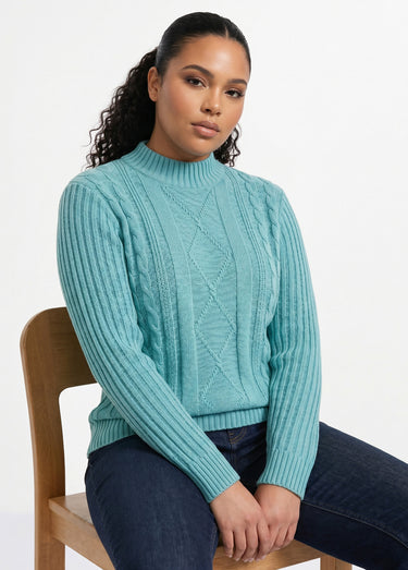 Pull chaud style irlandais col montant Vert
