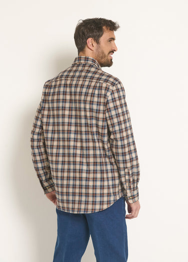 Chemise flanelle détails velours, clair Carreaux Marron