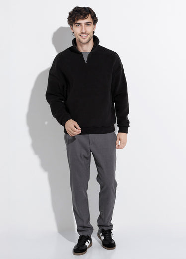 Sweat chaud en polaire col montant zippé Noir