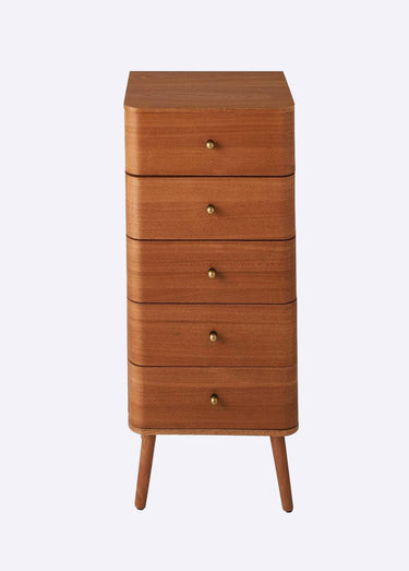 KARL Chiffonier 5 tiroirs arrondis Bois Clair