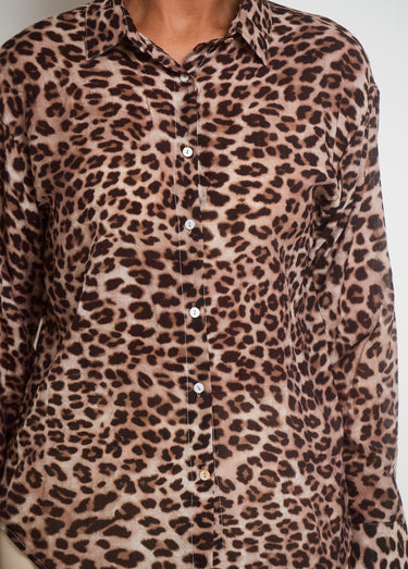 Chemisier boutonné imprimé animalier Leopard