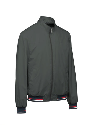 Blouson zippé col montant détails fantaisie Kaki